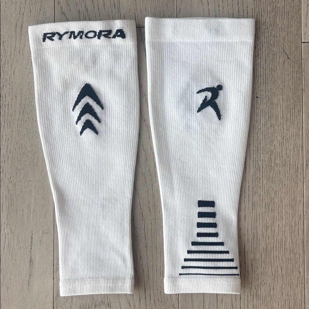 Run Forever Rymora Medium Calf Compression Sleeves White Pink - Picture 3 of 5